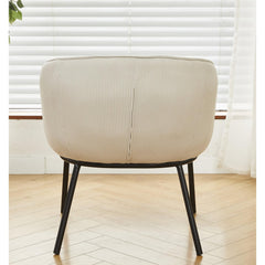Modern Corduroy Accent Chair, Upholstered Armchair with Metal Legs, Mid-Century Barrel Chair for Living Room Bedroom, Easy Assembly