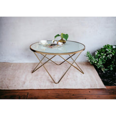 Priam Frosted Glass Top & Champagne Finish Coffee Table