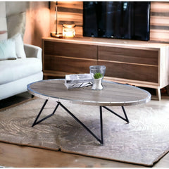 Galaxy Weathered Gray Oak & Metal Finish Coffee Table