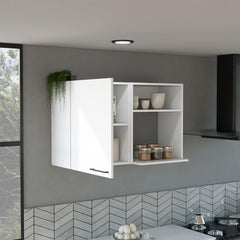 Pulsar 2 Wall Cabinet, Open Storage Shelves, Single Door White