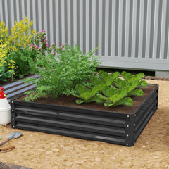 Galvanized Raised Garden Bed, 4' x 4' x 1' Metal Planter Box, for Growing Vegetables, Flowers, Herbs, Succulents, Gray