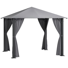 10' x 10' Patio Gazebo, Outdoor Gazebo Canopy Shelter with Netting & Curtains, Vented Roof, for Garden, Lawn, Backyard and Deck, Black