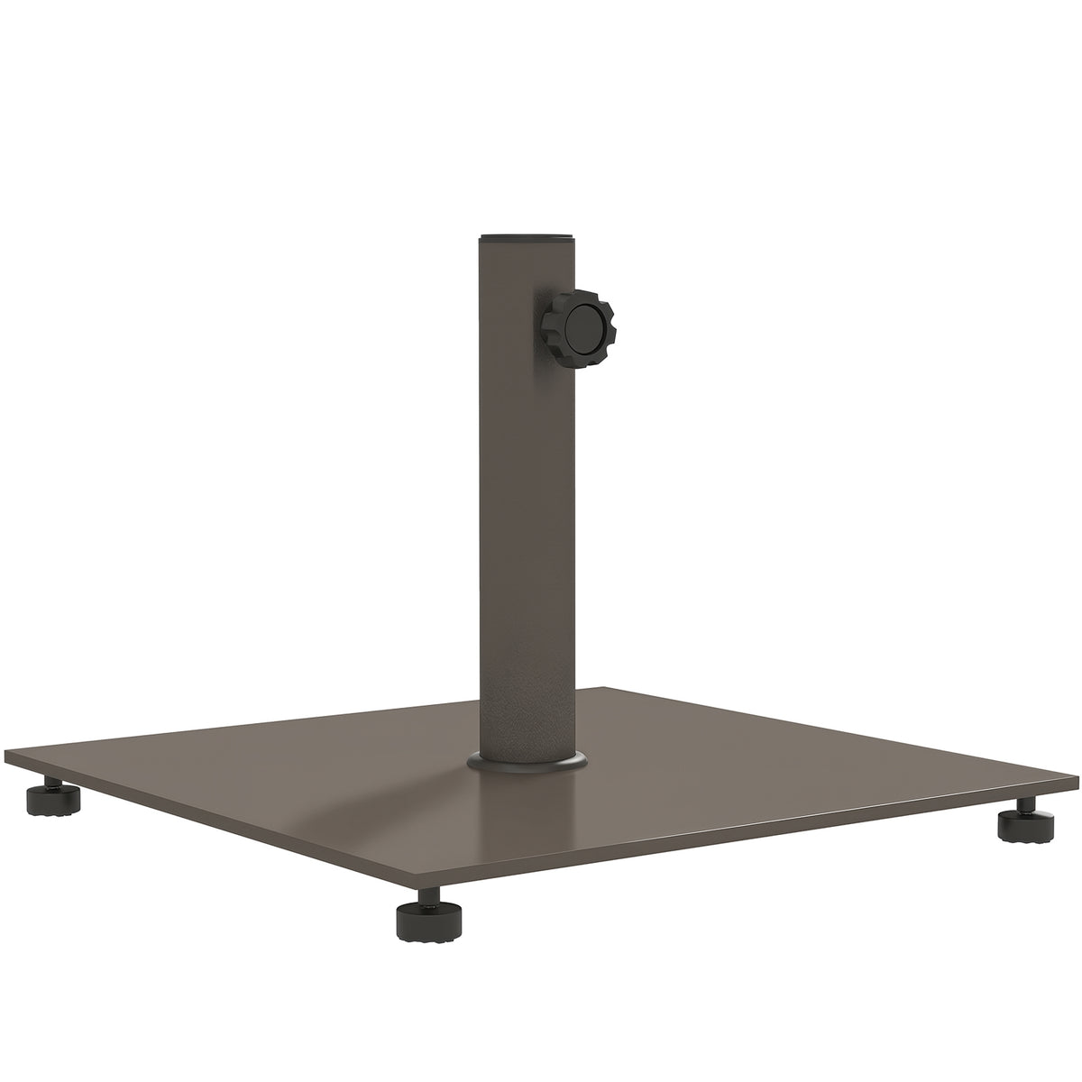 Square Patio Umbrella Base, 29 lbs Metal Umbrella Stand Base with Adjustable Foot Pads, Heavy Duty Patio Umbrella Holder for 1.5"/1.9" Umbrella Poles for Outdoor, Lawn, Poolside, Brown