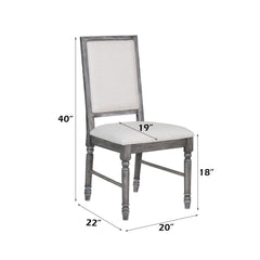 Poem Cream Linen & Weathered Gray Finish Side Chair (Set of 2)