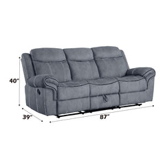 Haven Two Tone Gray Velvet 3PCS Recliner Living Room Set