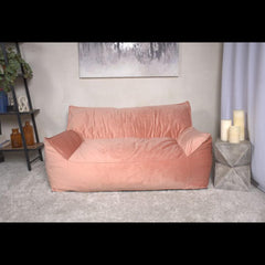 Aeneas Velveteen 2 Seater Oversized Bean Bag Chair with Armrests, Pink