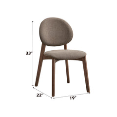 Hades Light Brown Linen & Walnut Finish Side Chair (Set of 2)