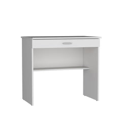 Elysium Storage Desk, Spacious Stylish with Drawer and Shelf, White