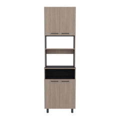 Arcadia Pantry Cabinet, With 5 Shelves And 4 Doors, Black, Light Gray
