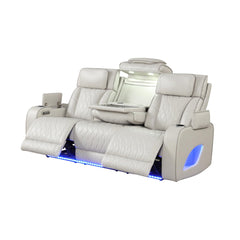 Hephaestus Modern Style Upholstery Recliner Sofa Made with Wood & Massage Function Included-Beige