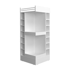Eternity 46" Tall 3-Tier Corner Bar Cabinet with Fourteen Wine Bottle Cubbies, Living Room, Liquor Cabinet, Storage Cabinet White