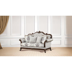 Polyxena Traditional Style button tufted Loveseat Ivory