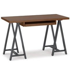 Crest - Solid Walnut Veneer and Metal Small Desk - Walnut