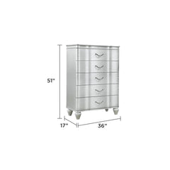 Millennium Traditional Style 5-Drawer Chest With metal drawer pulls Made with Wood in Silver