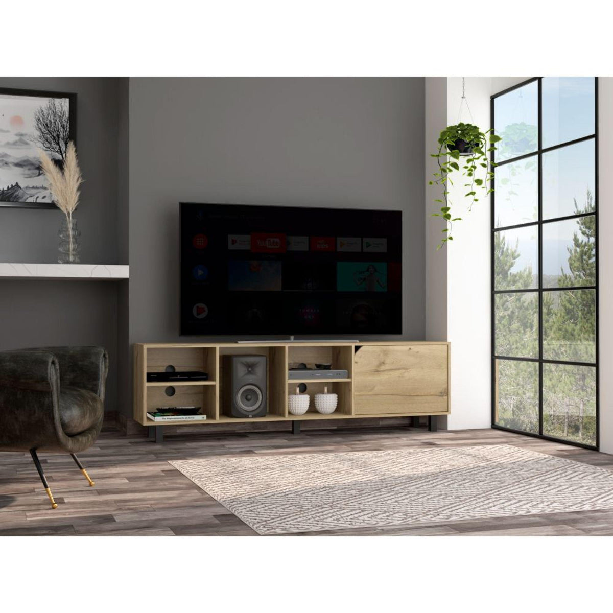 Sun 5-Shelf TV Stand Light Oak