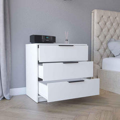 Lyra 3 Drawers Dresser, Superior Top -White