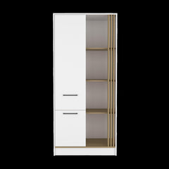 Rhea Armoire with One Door for Interior Storage with Hanging Rod, 4 Open Shelves and, One Drawer, Freestanding Wardrobe