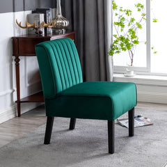 Venus Mid Century Modern Accent Chairs Set of 2 with Minimalist Design, Elegant Velvet Upholstery and Solid Wood Legs, Ideal for Living Room or Bedroom, Green