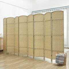 Folding Room Divider Screen 8 Panel 5.6 ' Tall Privacy Screen Freestanding Room Partition for Home Office, Beige