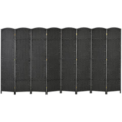 Folding Room Divider Screen 8 Panel 5.6 ' Tall Privacy Screen Freestanding Room Partition for Home Office, Black