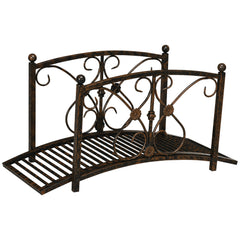 Garden Bridge 3.3FT, Decorative Classic Backyard Pond Bridge with Safety Railings Brown