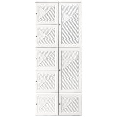 Portable Wardrobe Closet, Folding Bedroom Armoire, Clothes Storage Organizer with Cube Compartments, Hanging Rod, Magnet Doors, White