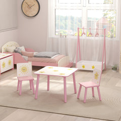 3-Piece Kids Toddler Table and Chair Set Furniture for Boys and Girls Aged 3-8, Bedroom, Nursery, Playroom, Pink