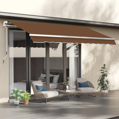 10' x 8' Manual Retractable Sun Shade Patio Awning - Coffee Brown