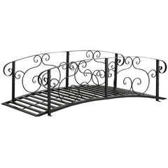 6' Metal Arch Backyard Garden Bridge, Safety Siderails, Arc Footbridge for Backyard Creek, Stream, Pond