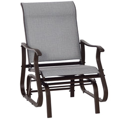 Outdoor Glider Chair, Gliders for Outside Patio with Steel Frame and Mesh Fabric for Backyard, Garden, and Porch, Gray
