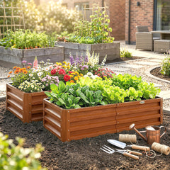 Galvanized Raised Garden Bed, 4' x 2' x 1' Metal Planter Box, for Growing Vegetables, Flowers, Herbs, Succulents, Brown