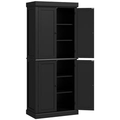 72" Kitchen Cabinet, Pantry Storage Cabinet with Doors and Shelves, Freestanding Food Pantry Cabinet, Black