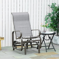 Gliding Lounger Chair, Single Rocker with Lightweight Metal & Mesh Construction, Gray