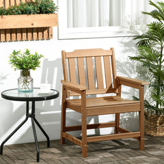 All-Weather Patio Chair, HDPE Patio Dining Chair, Heavy Duty Wood-Like Outdoor Furniture for Garden, Backyard, Deck, Porch, Lawn, Brown
