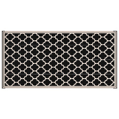 Reversible Outdoor Rug, 9' x 18' Waterproof Plastic Straw Floor Mat, Portable RV Camping Carpet, Large Floor Mat for Deck, Backyard, Picnic, Beach, Black & Beige