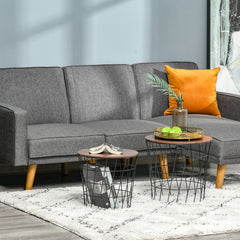 End Tables Set of 2, Nesting Tables with Storage, Round Accent Side Tables with Removable Top for Living Room, Black/ Brown