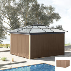 9.84' x 9.84' Gazebo Sidewall Set with Hooks/C-Rings, Brown