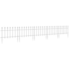 Metal Decorative Garden Fence, 9.2' x 17.25" 5 Steel Panels, Decorative Border for Landscape, Flower Bed, Animals, White