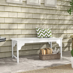 Slatted Wooden Garden Bench, Curved Seat Front Porch Bench, White
