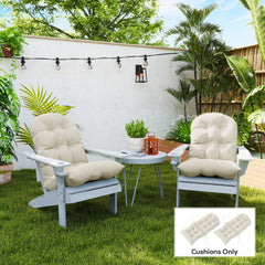 Adirondack Chair Cushions Set of 2, Tufted High Back Patio Non-Slip Cushions for Adirondack Chairs, Beige