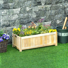 Foldable Raised Garden Bed, Wooden Planter Box, Herb Garden Planter with Drainage Holes, for Backyard, Patio to Grow Vegetables, Herbs, and Flowers, 27.6" x 11.6" x 9.8"