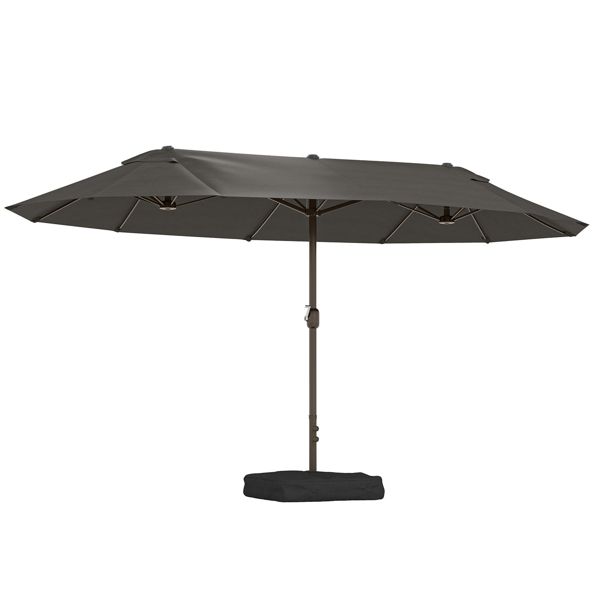 Patio Umbrella 15' Steel Rectangular Outdoor Double Sided Market with base, Sun Protection & Easy Crank for Deck Pool Patio Dark Gray