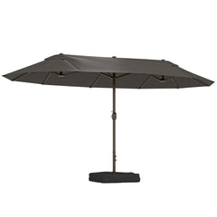 Patio Umbrella 15' Steel Rectangular Outdoor Double Sided Market with base, Sun Protection & Easy Crank for Deck Pool Patio Dark Gray