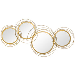 42.25" Circle Mirror for Wall, Modern Metal Wall Art for Living Room, Bedroom and Dining Room, Gold