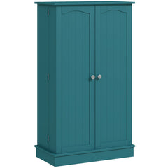 Freestanding Kitchen Pantry Cabinet, Kitchen Cabinet with 12 Door Shelves, Double Doors, 5-tier Shelving, Blue