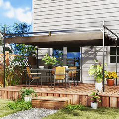 10' x 13' Metal Retractable Pergola Canopy, Outdoor Pergola for Garden, Patio, Backyard, Deck, Brown