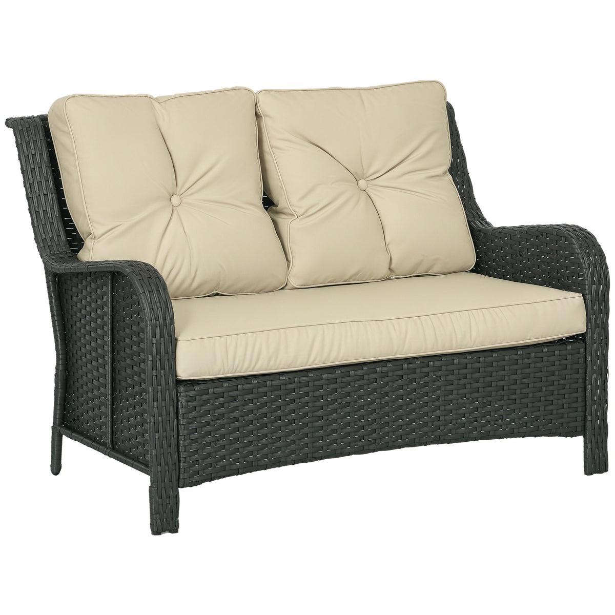 2-Seater Outdoor Sofa w/ 4" Thick Cushions, Outdoor Couch, Beige