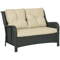 2-Seater Outdoor Sofa w/ 4" Thick Cushions, Outdoor Couch, Beige