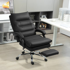 Massage Office Chair with Heat Function, Computer Desk Chair with Footrest Swivel Wheels, Black