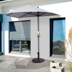 20lbs Half Round Patio Umbrella Base Outdoor Decorative Resin Parasol Stand Holder for Φ1.5", Φ1.9" Pole, Black